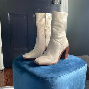 Franco Sarto white leather boots